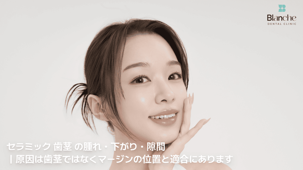 セラミック 歯茎 の腫れ・下がり・隙間
｜原因は歯茎ではなくマージンの位置と適合にあります